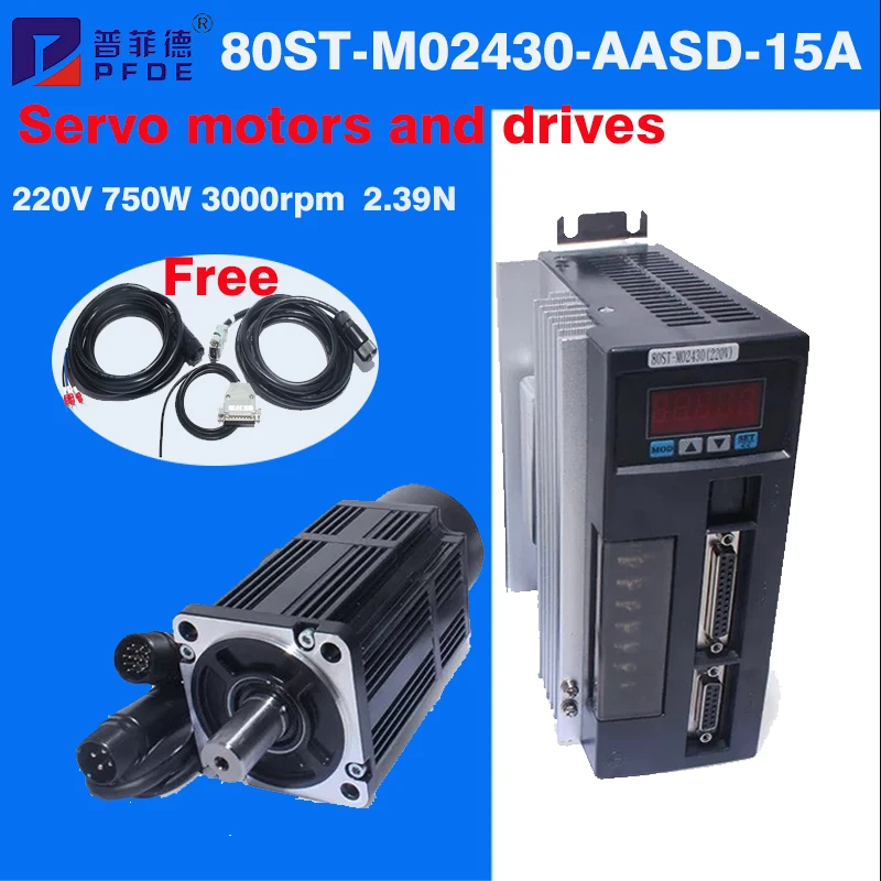 Servo Driver 750W Ac Servo Motor - 80ST-M02430 AC Servo + Tặng AASD-15A