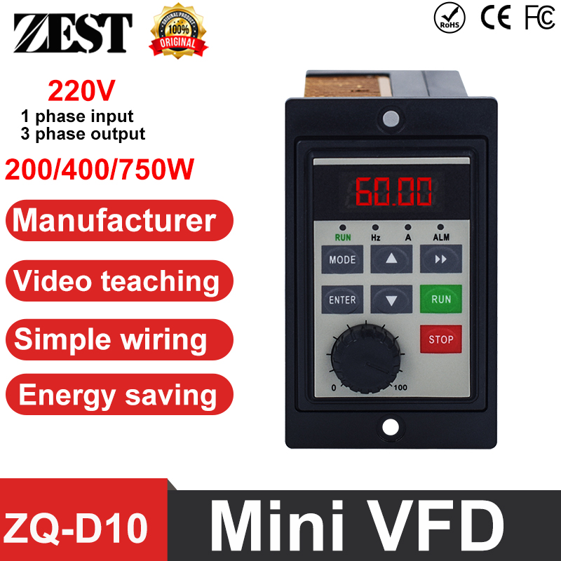 Vfd 0.75Kw Mini Inverter - ZQ-D10 Mini VFD Variable Frequency Drive