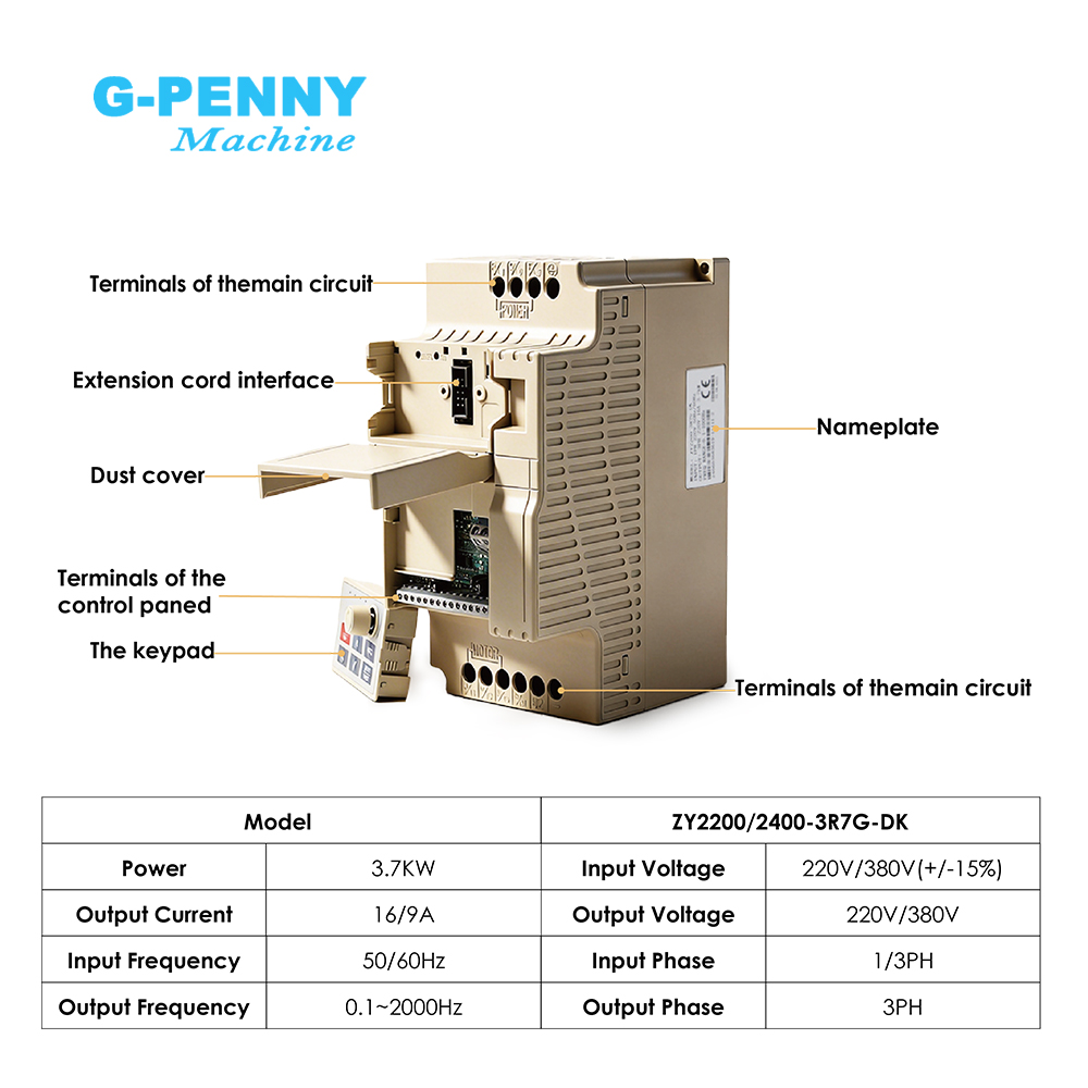 G-Penny 3.7kw‌ 220V/380V Vecto - đánh giá và giá Variable Frequency Drive 3 Phase 380V